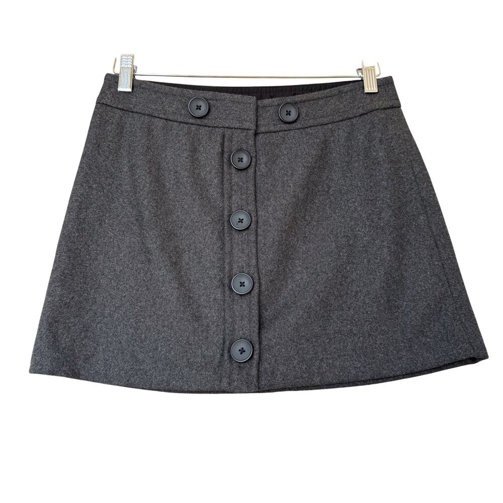 Gap Gray Wool Mini Skirt 6 Lined Button Down Preppy Academia Equestrian
